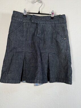 Anthropologie Bica Cheia Denim Skirt Womens Size 2 Pleated Dark Wash A-Line Mini